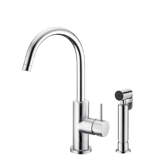 Robinet de cuisine avec pulvérisateur (acier inoxydable)