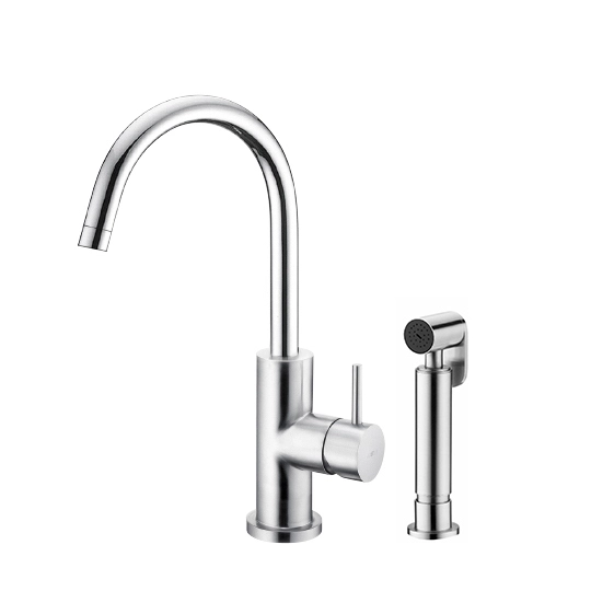 Robinet de cuisine avec pulvérisateur (acier inoxydable)