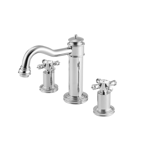 Robinet de lavabo espacé à deux poignées avec tige de levage