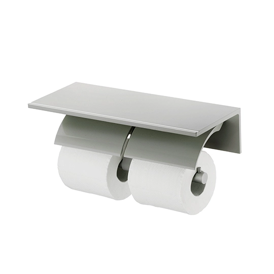 Porte-papier hygiénique double avec étagère (aluminium avec anodisation)