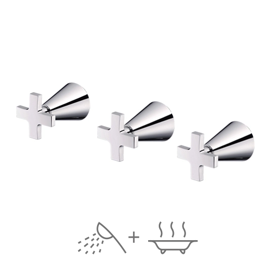 Vanne à trois poignées (ARRÊT/Douche à main/Baignoire)