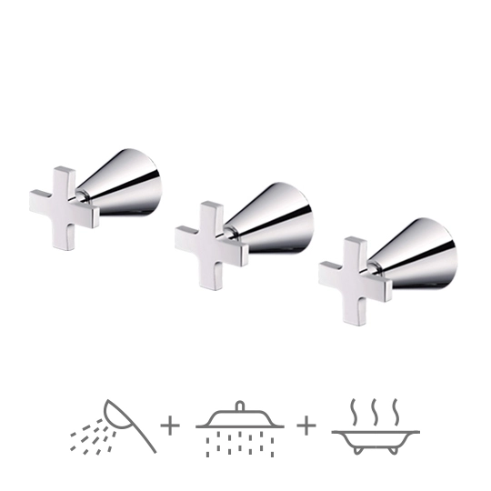 Robinet à trois poignées (pomme de douche/douche à main/baignoire)